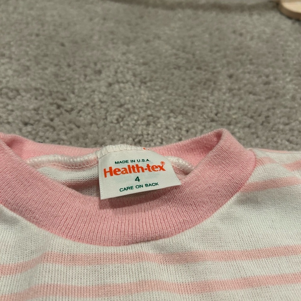 Healthtex Pink and White Striped Long Sleeve Tee - Picture 4 of 5